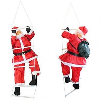 Weihnachtsmann‑Dekoration 85 cm, Leiterpose – en.casa