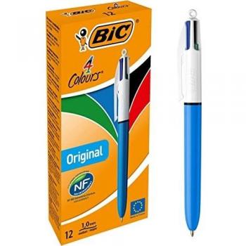 BIC Ecriture 4 Couleurs Original Stylos-Bille Rétractables Pointe Moyenne (1,0 mm)