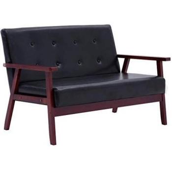 2-Seater Sofa in Black Faux Leather