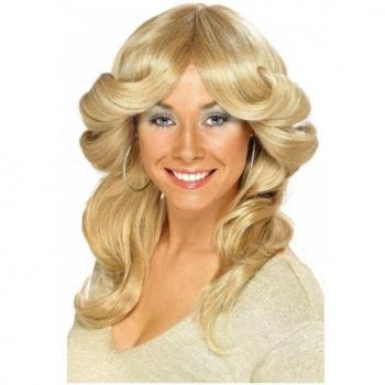 70's Smiffy Dame Flikkerige Krullende Stoof één maat Blanco