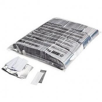 1kg Slowfall Confetti Rectangles White/Silver