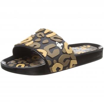 Vivienne Westwood & Melissa Damen VW Beach Slide Leopard Peeptoe Sandalen, Schwarz (Black Contrast 52158), 41/42 EU