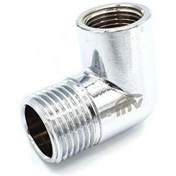 BSP Reducer Elbow – ½” M to 3/8” F Chrome‑Brass