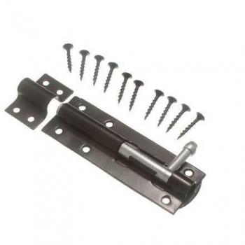 GATE SHED Slide Lock Tower Bolt 100MM Black + Fixings