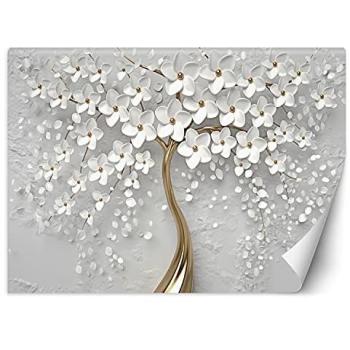 Papier Peint Arbre Abstrait avec Fleurs