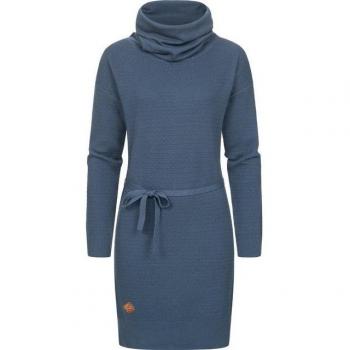 Ragwear Sweatkleid „Babett Dress Intl.“ – Damen, XXL, Blau, winterwarm mit breitem Rollkragen