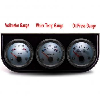 52MM Voltage, Water Temp, and Oil Pressure Gauge Combo Kit