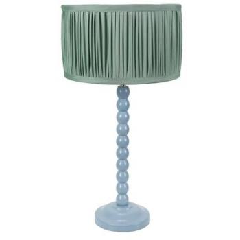 Bobbins Table Lamp in Powder Blue with Ruched Shade