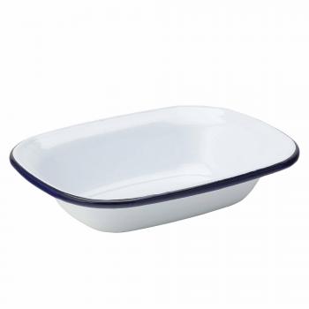 Utopia Blue Edge Enamel Oblong Pie Plate 20 cm