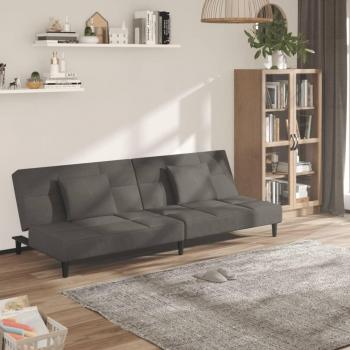 VidaXL Dark Grey Velvet 2-Seater Sofa Bed with Two Cushions