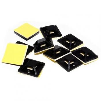 Self Adhesive Cable Tie Mounts 19mm x 19mm Black [10 Pack]