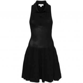 Alaïa Women's Black Piquet Knit Polo Dress | Size M