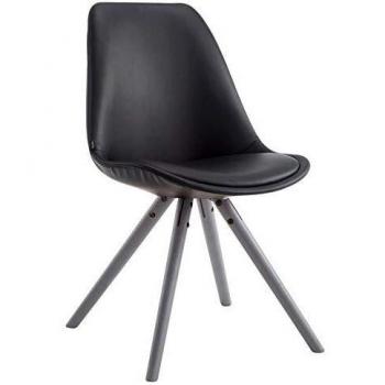 Chaise de Table Laval Similicuir Noir, Pieds Bois Rond