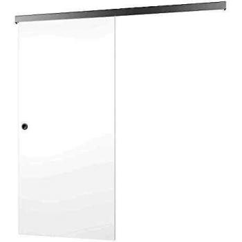 Porte pleine coulissante en bois blanc 88 x 203 cm