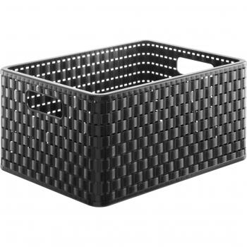 Contenitore per ufficio Rotho effetto rattan Nero dimensione A4 18L