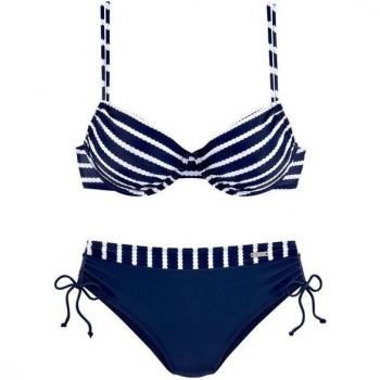 Bikini Lascana Elegancia Marina con Blanco
