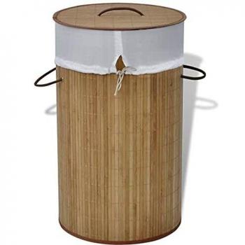 VidaXL Foldable Bamboo Laundry Hamper Round Natural