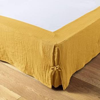 Cache-sommier élégant en gaze de coton 160 x 200 cm Gaia Jaune safran