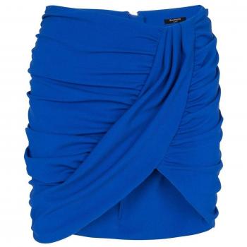Balmain Women's Mini Draped Skirt in Blue
