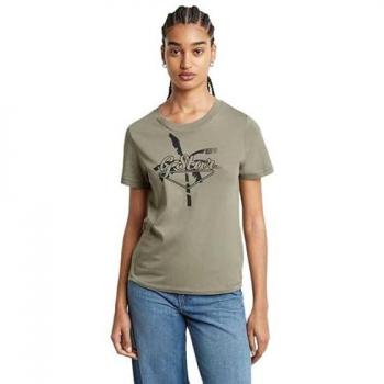 Camiseta de Mujer G-Star Summer Graphic Verde, Algodón Orgánico, Sostenible