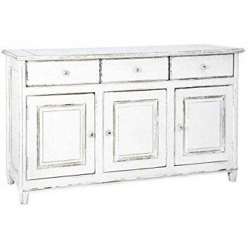 Manguier Blanc – Buffet Manisa avec 3 portes et 3 tiroirs (150x45x90 cm)