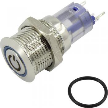 Blue Tamper-resistant Pushbutton Switch 250V AC, 12V DC
