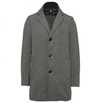 S.Oliver BLACK LABEL Regular Fit Woll-Mix Mantel mit herausnehmbarem Stepp-Einsatz Größe 48