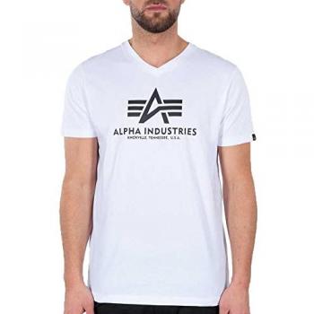 Alpha Industries Classic White V-Neck Tee for Men