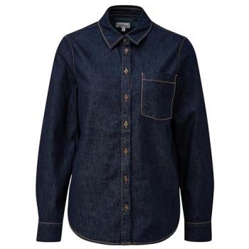S.Oliver Damen Overshirt Jeansbluse Blau Größe 40 mit Kontrastnähten