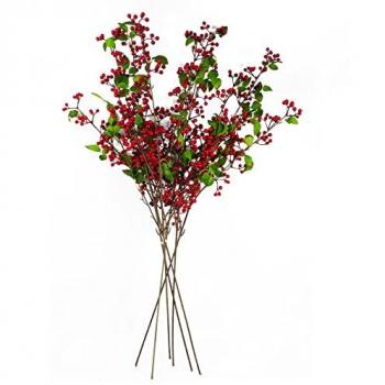 Festive Scarlet Berry Sprays – 6 x 80 cm