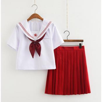 Red Sakura Embroidered Lolita High School Dress
