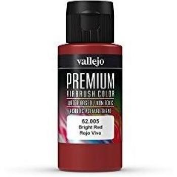 Vallejo, Künstlerfarbe + Bastelfarbe, Premium Airbrush Töne (Strahlendes Rot, 60 ml)