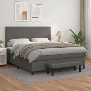 Grau Boxspringbett 160 × 200 cm mit Matratze – VidaXL, Kunstleder