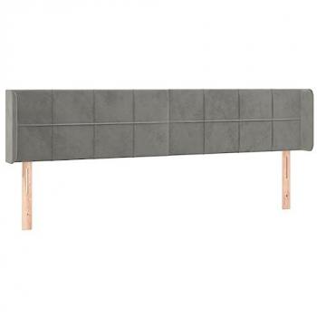 Cabecero de terciopelo gris claro con LED 183x16x78/88 cm