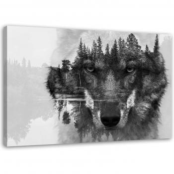 Décoration Murale Loup Noir en Forêt