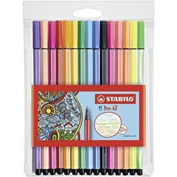 Boîte de 15 stylos feutre Stabilo Pen 68