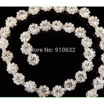 1 Yard A Grade Sparkle Rhinestones Beads Sun Flowers Lace Trim