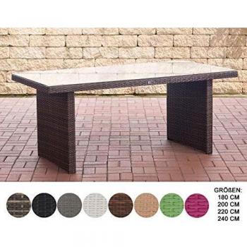CLP Table De Jardin Avignon en Rotin Synthétique Marron marbré 180 cm