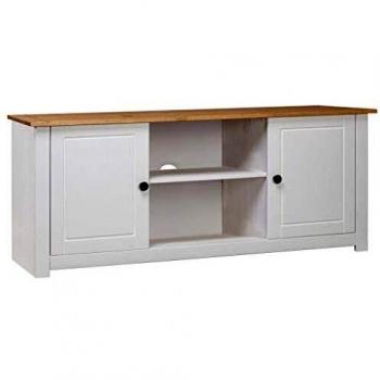 Sonata TV Cabinet White 120x40x50 cm Solid Pine Wood Panama Range