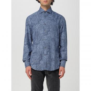 Brunello Cucinelli Uomo Camicia jacquard cachemire in cotone Denim Taglia M