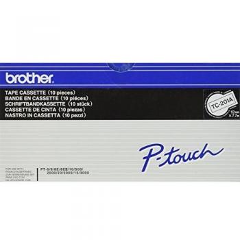 Brother P-Touch TC201A Schriftband-Kassette 12mm schwarz auf weiß 7,7m Länge, laminiert online bestellen