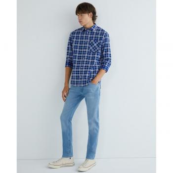 Camisa Hombre Tommy Jeans Cuadrada Azul y Manga Larga