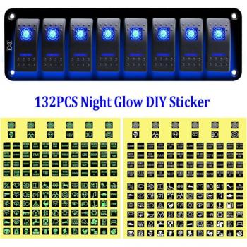 12V-14V Marine Grade 8-Gang Rocker Switch Panel with LED Indicators