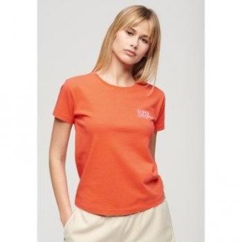 Camiseta Superdry mujer entallada con logotipo Sportswear en naranja