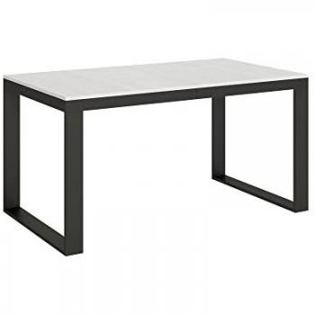 Mesa Extensible Tecno Evolution 90x160/264 cm, Estructura Antracita, Encimera Fresno Blanca