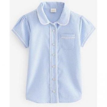 Next Kurzarm-Studentenbluse Vichy-Karos – 1‑teil, 85 % Baumwolle, 15 % Elastan