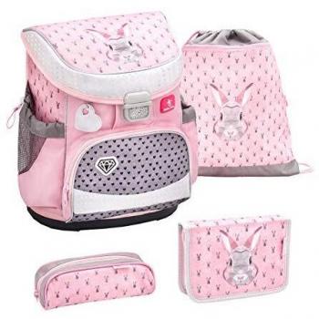 Belmil ergonomischer Schulranzen für Mädchen 1, 2 Klasse Grundschule/Hase Pink, Rosa/Super Leicht 750-800 g