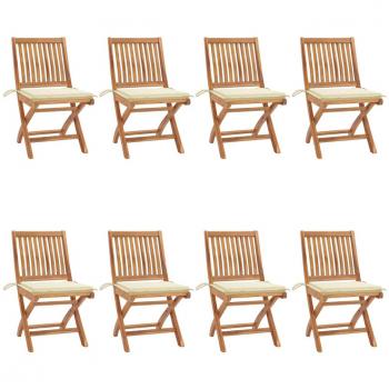VidaXL 8 Stück Klappbare Gartenstühle mit Kissen aus Teak