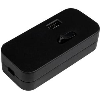 REV 0033050512 Schnurschalter – USB‑A Port, Farbe: Schwarz
