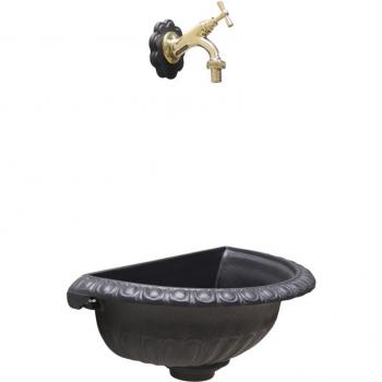 Grigio Ghisa Vasca per Balcone con Rubinetto Inox Bongiovanni